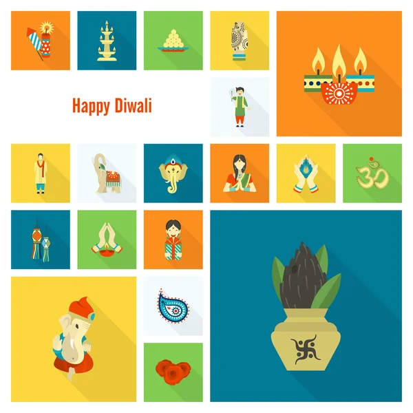 Дівалі. Індійський фестиваль іконки — стоковий вектор