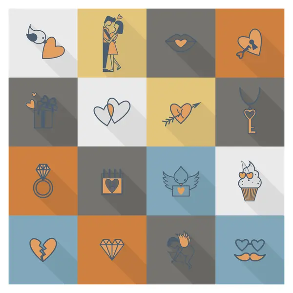 Happy Valentines Day Icons — Stock Vector