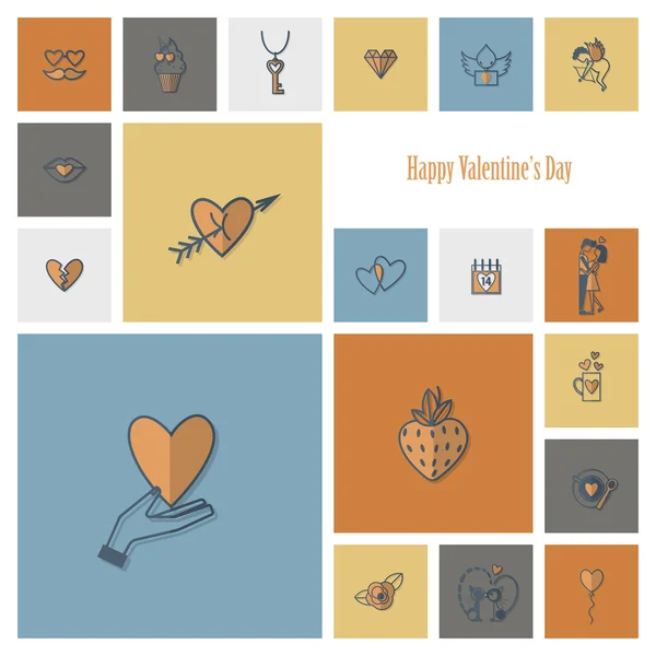 Happy Valentines Day Icons — Stock Vector