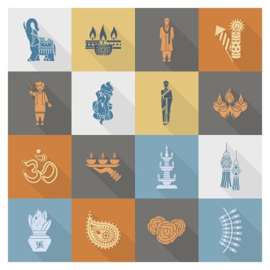 Diwali. Hint Festivali simgeler