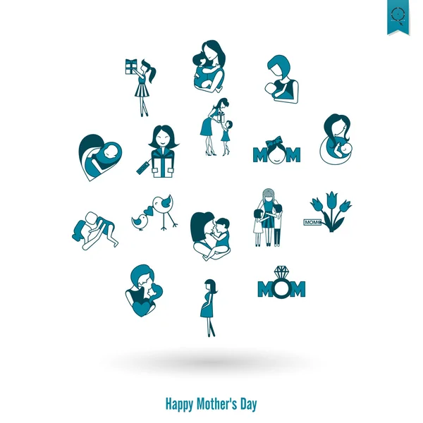 Ikony Matki Happy Day — Wektor stockowy