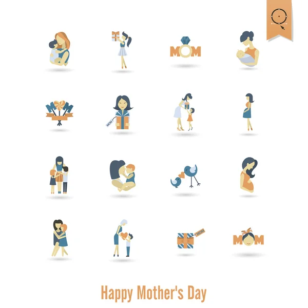 Feliz Día de las Madres Iconos — Archivo Imágenes Vectoriales