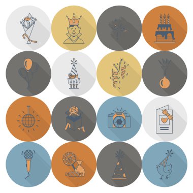 Mutlu doğum günü Icons set