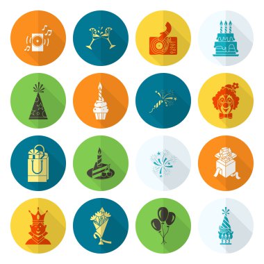 Mutlu doğum günü Icons set