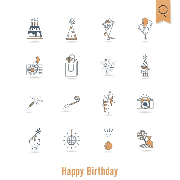 Conjunto de iconos de feliz cumpleaños — Vector de stock