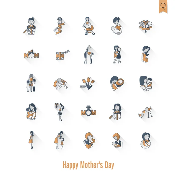 Feliz Día de las Madres Iconos — Archivo Imágenes Vectoriales