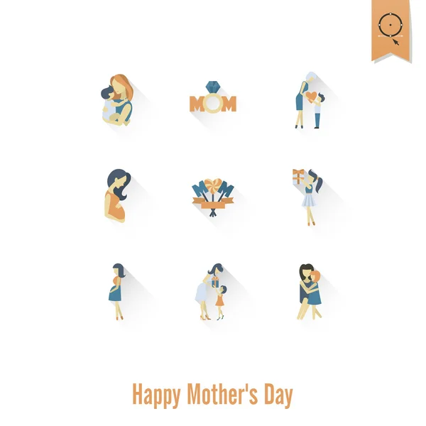 Feliz Día de las Madres Iconos — Vector de stock