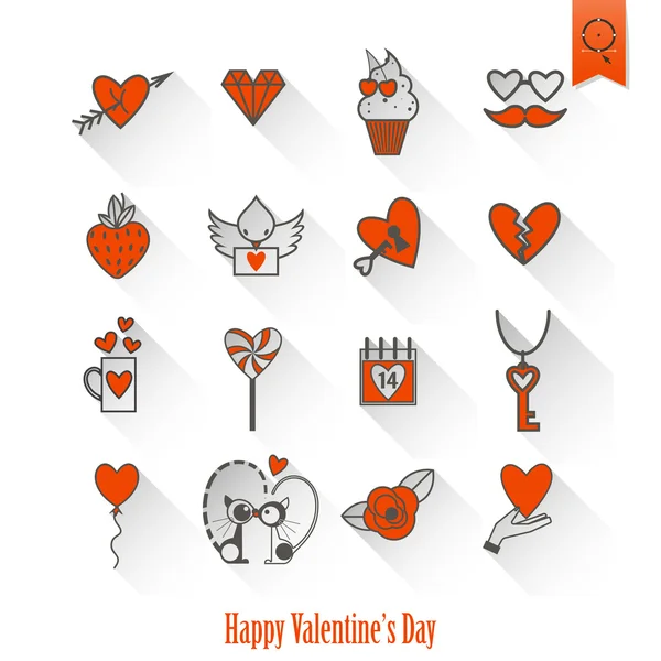 Happy Valentines Day Icons — Stock Vector