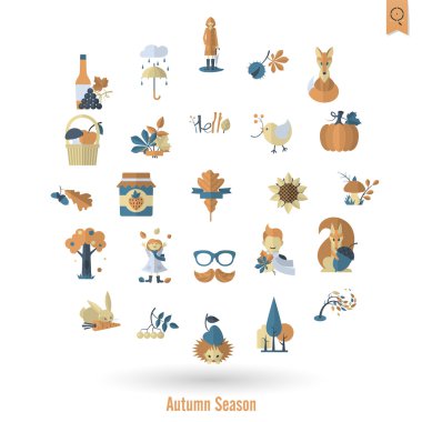 Düz sonbahar simgeler kümesi