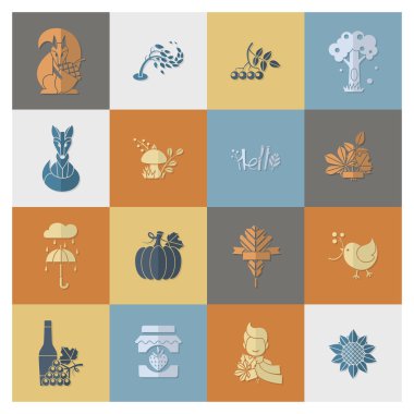 Düz sonbahar simgeler kümesi