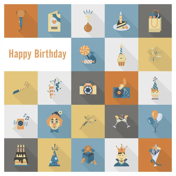 Conjunto de iconos de feliz cumpleaños — Vector de stock