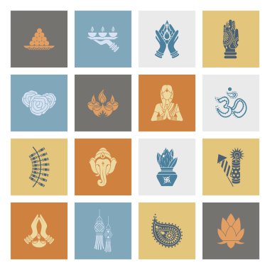 Diwali. Hint Festivali simgeler