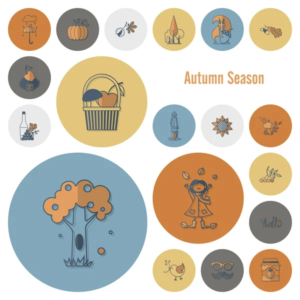 Set of Flat Autumn Icons — Stock Vector