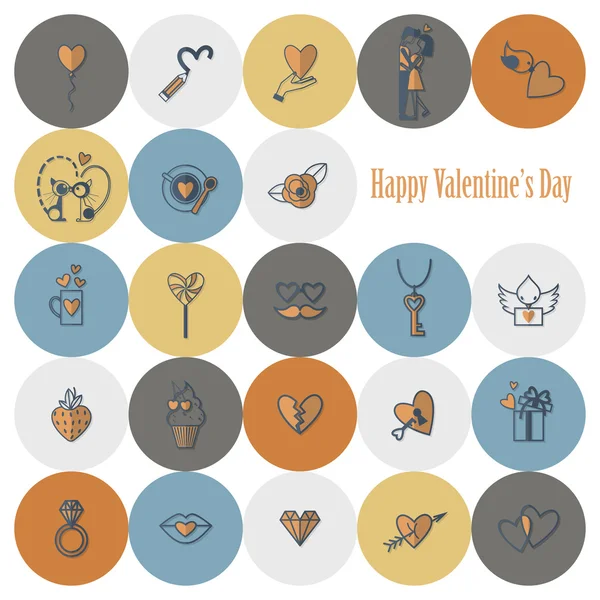 Happy Valentijnsdag pictogrammen — Stockvector