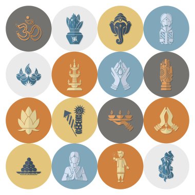 Diwali. Hint Festivali simgeler