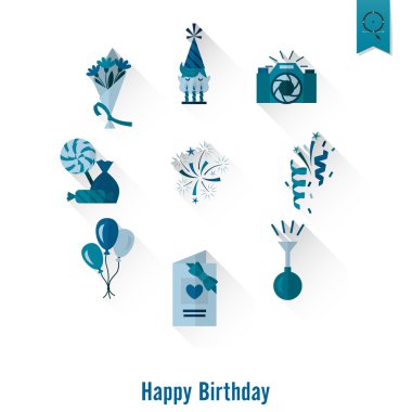Mutlu doğum günü Icons set