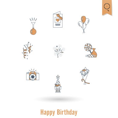 Mutlu doğum günü Icons set