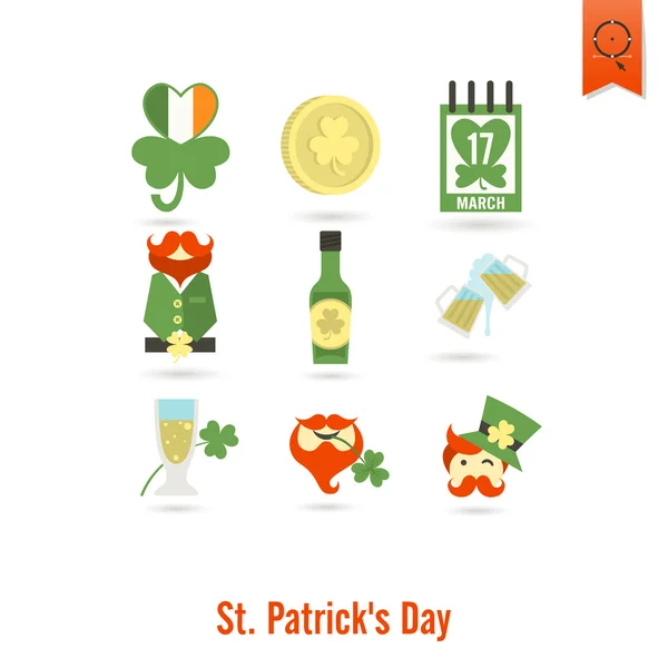 Saint Patricks dag geïsoleerd Icon Set — Stockvector