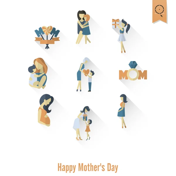 Feliz Día de las Madres Iconos — Vector de stock