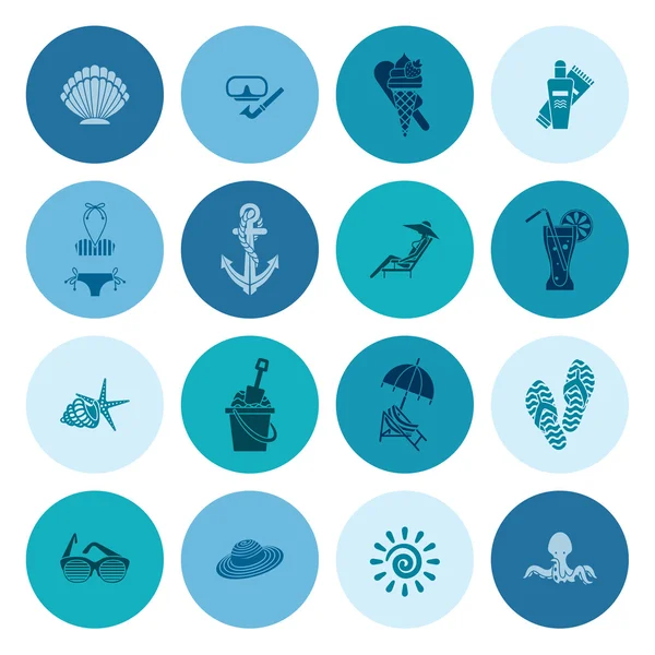 Yaz ve plaj basit düz simgeler