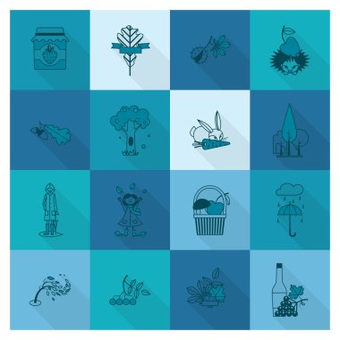 Düz sonbahar simgeler kümesi