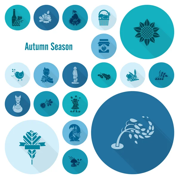 Set of Flat Autumn Icons — Stock Vector