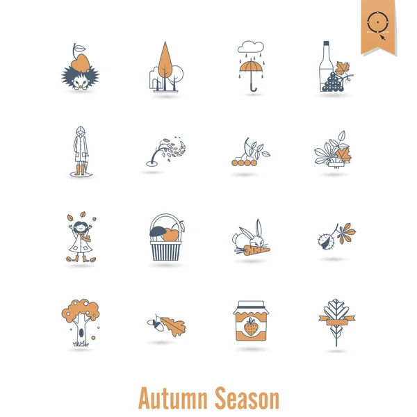 Set of Flat Autumn Icons — Stock Vector