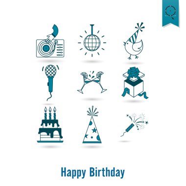 Mutlu doğum günü Icons set