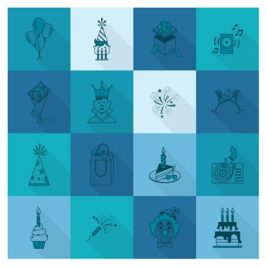 Mutlu doğum günü Icons set