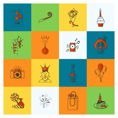 Mutlu doğum günü Icons set