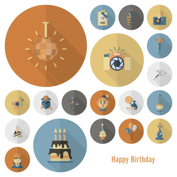 Happy Birthday ikoner anger — Stock vektor