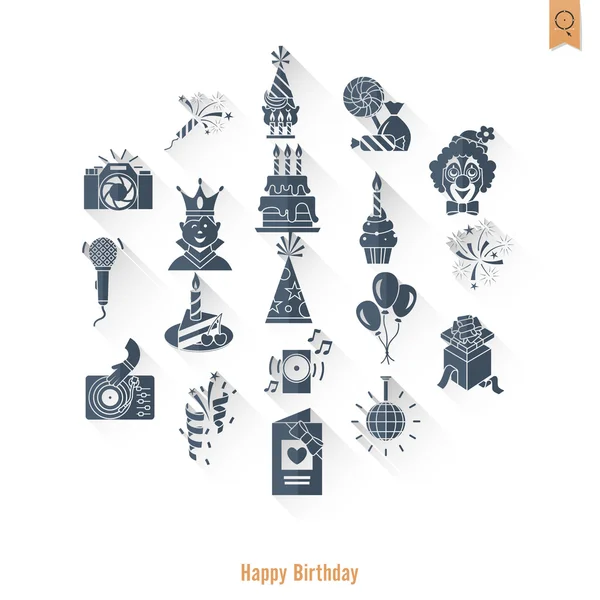 Happy Birthday Icons Set — Stock Vector