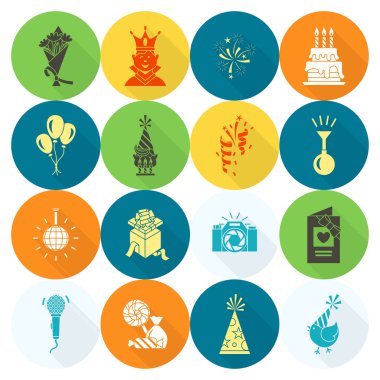 Mutlu doğum günü Icons set