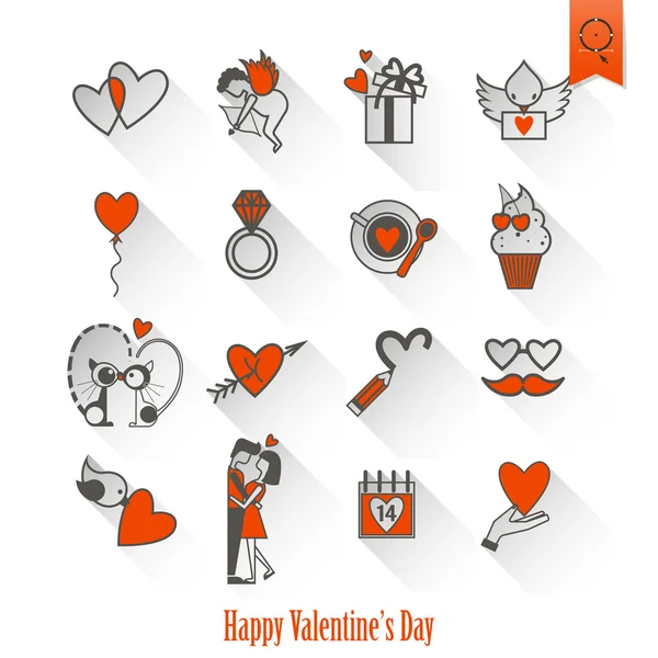 Happy Valentijnsdag pictogrammen — Stockvector