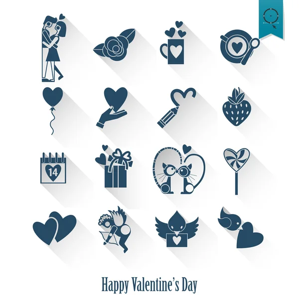 Happy Valentijnsdag pictogrammen — Stockvector