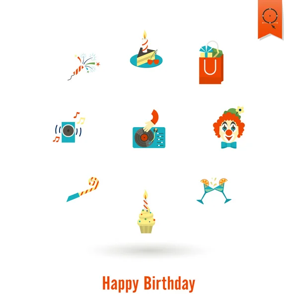 Happy Birthday Icons Set — Stock Vector