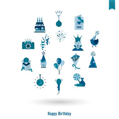 Mutlu doğum günü Icons set