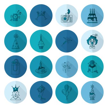 Mutlu doğum günü Icons set