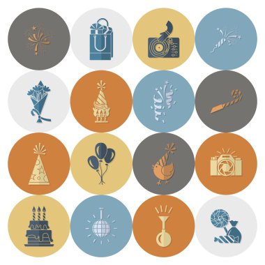 Mutlu doğum günü Icons set