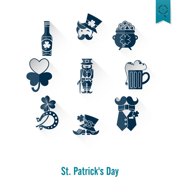 Saint Patricks Day isolerade Ikonuppsättning — Stock vektor