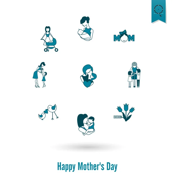 Feliz Día de las Madres Iconos — Archivo Imágenes Vectoriales