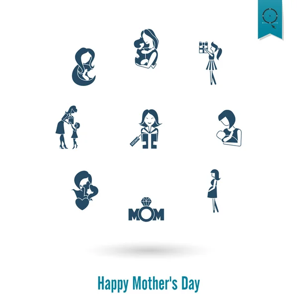 Feliz Día de las Madres Iconos — Vector de stock