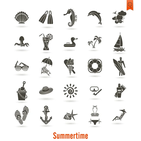 Nyár és beach egyszerű lapos ikonok — Stock Vector
