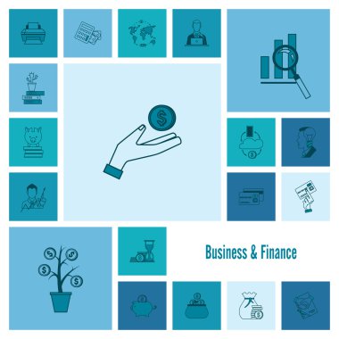 iş ve finans simgesi seti