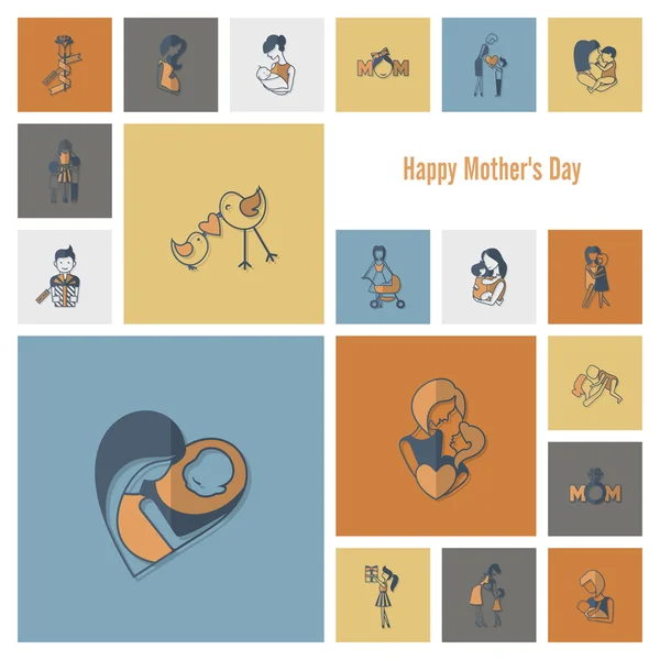 Happy Mothers Day pictogrammen — Stockvector