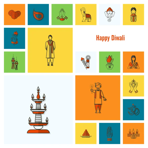 Дивали. Индийский фестиваль икон — стоковый вектор