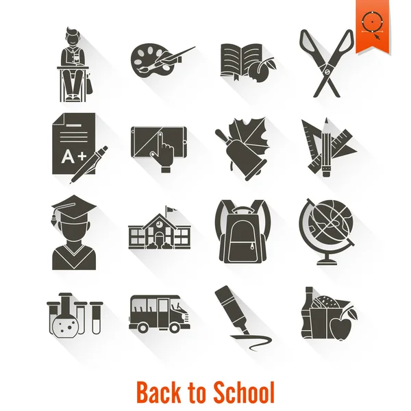 Iconos escolares y educativos — Vector de stock