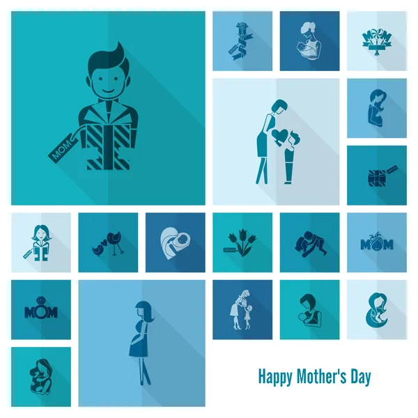 Happy Mothers Day Icons — Stock Vector