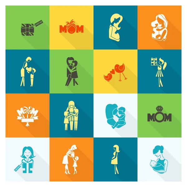 Feliz Día de las Madres Iconos — Archivo Imágenes Vectoriales