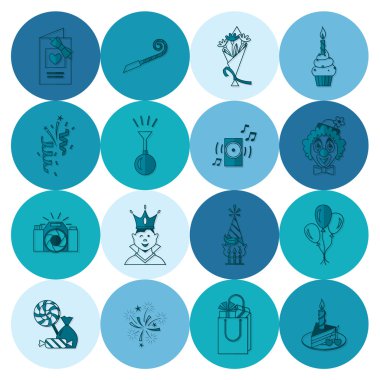 Mutlu doğum günü Icons set
